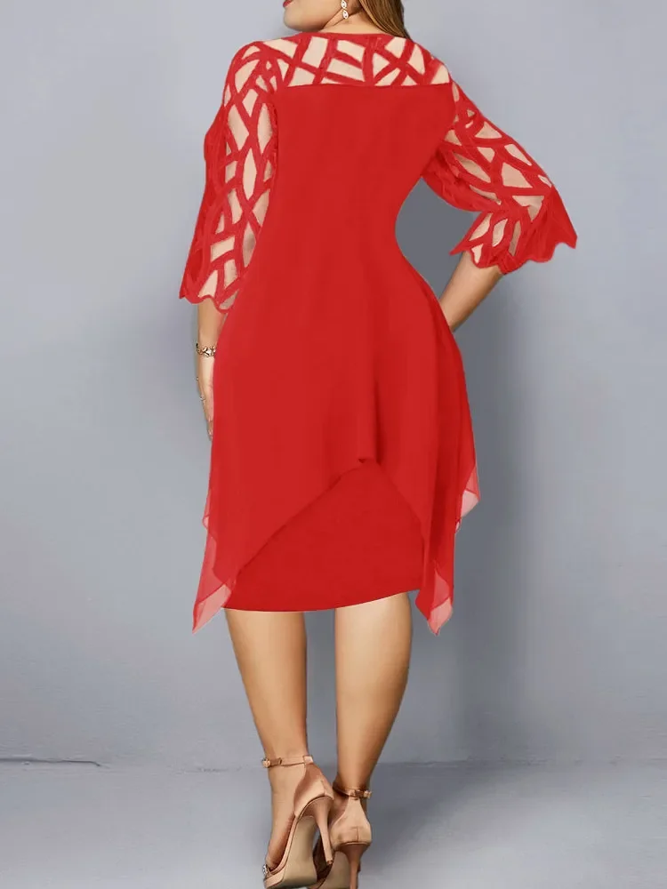 Plus Size Curvy Midi Dress - SCFUDI