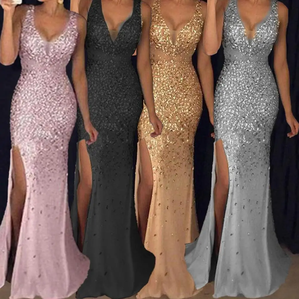 Sequin Mesh Evening Party Dress - SCFUDI