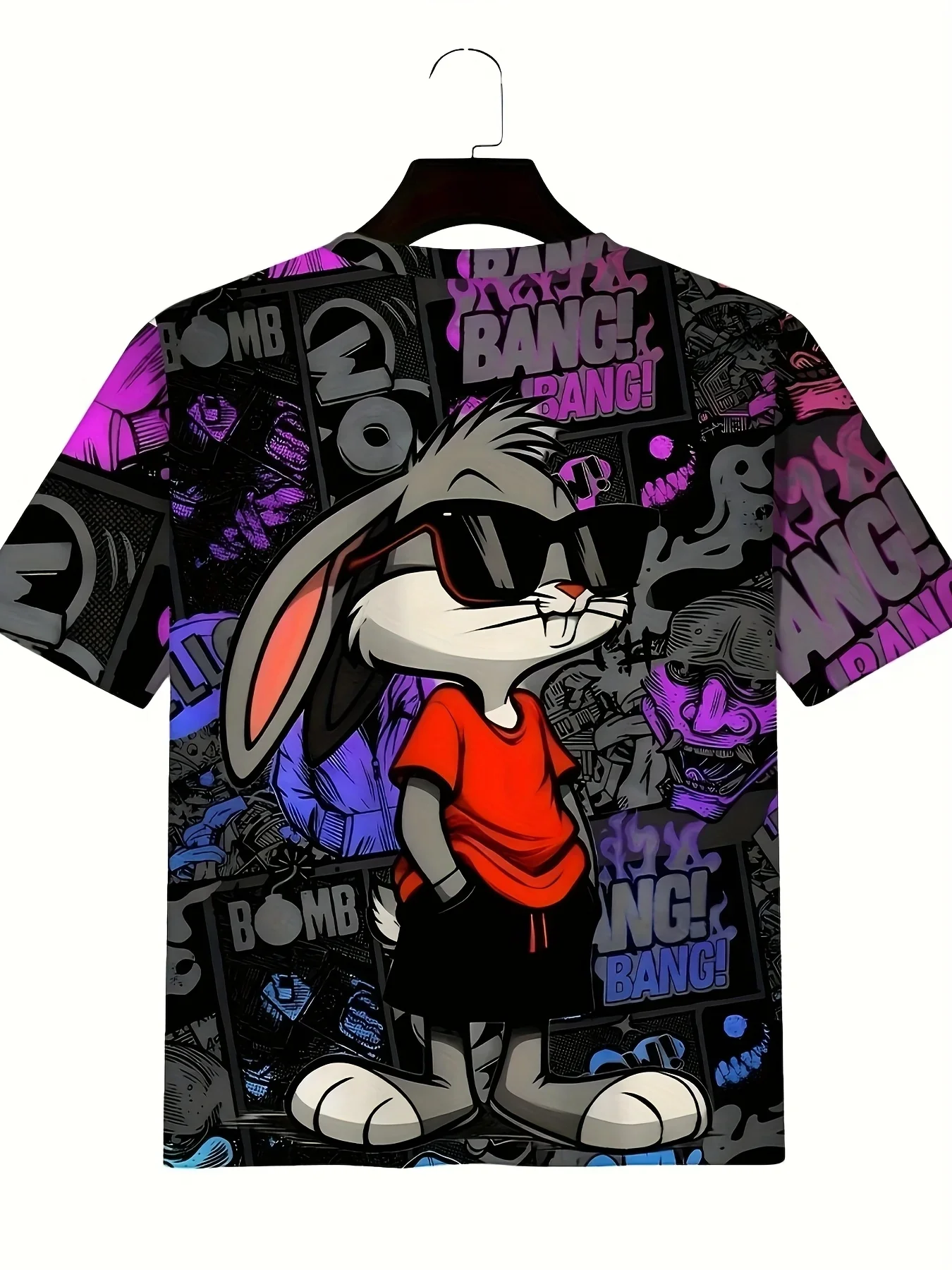 Men’s 3D Rabbit Print T-Shirt – Casual Summer Knit Top - SCFUDI
