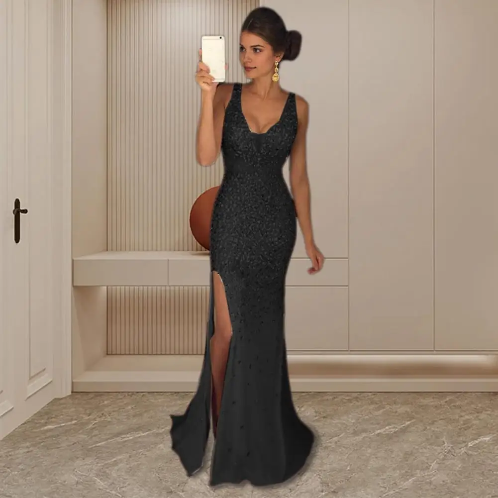 Sequin Mesh Evening Party Dress - SCFUDI
