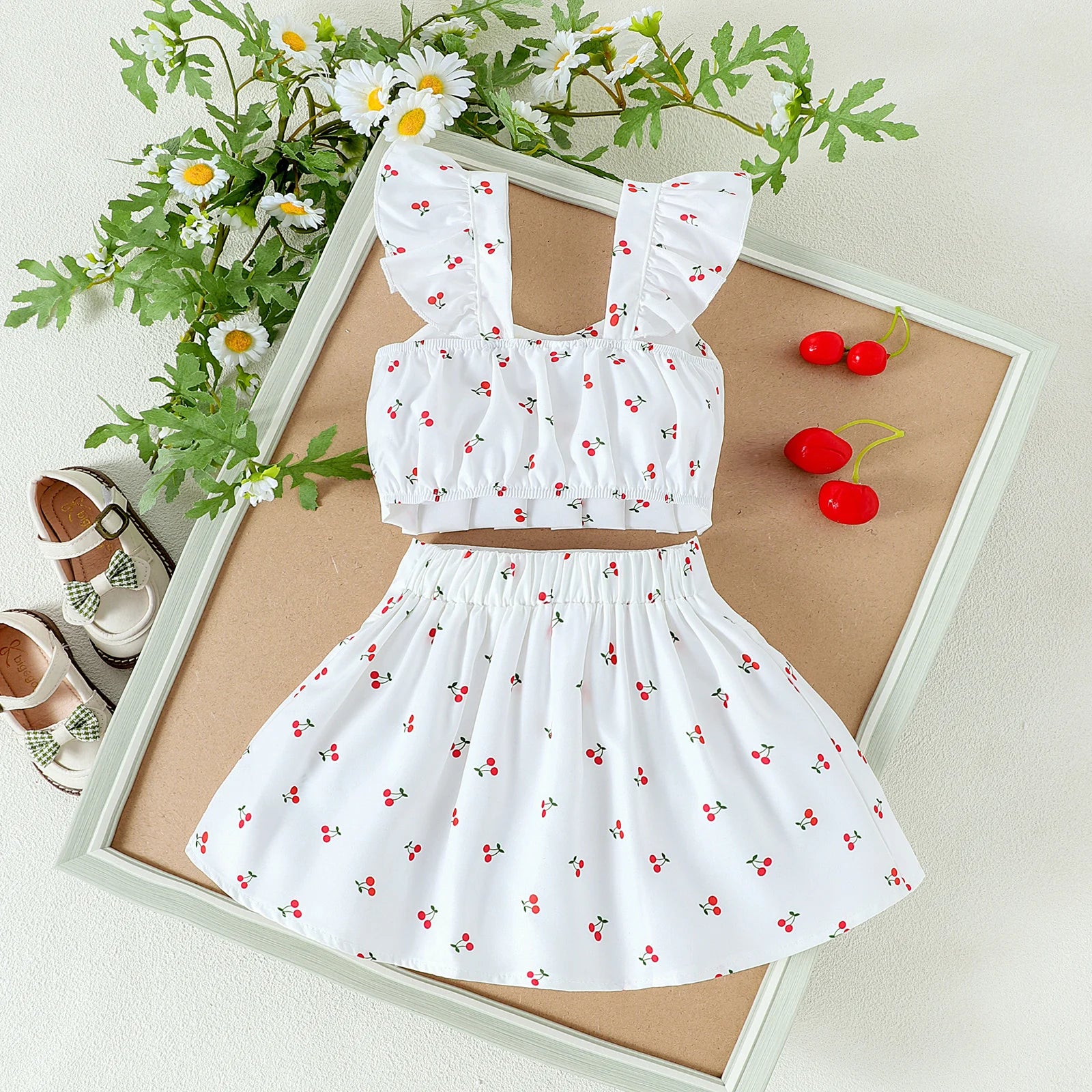 Baby Girl Cherry Heart Top & Skirt Set - SCFUDI