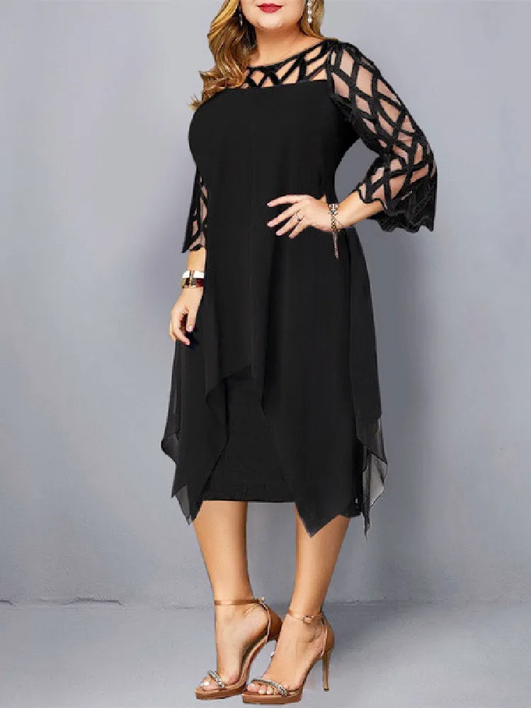 Plus Size Curvy Midi Dress - SCFUDI