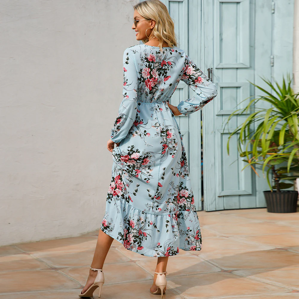 Floral Bohemian Chiffon Maxi Dress - SCFUDI