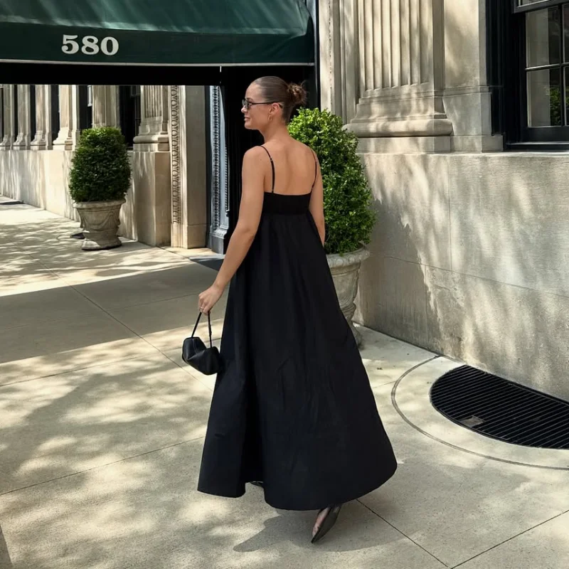 Black Backless Long Dress - SCFUDI