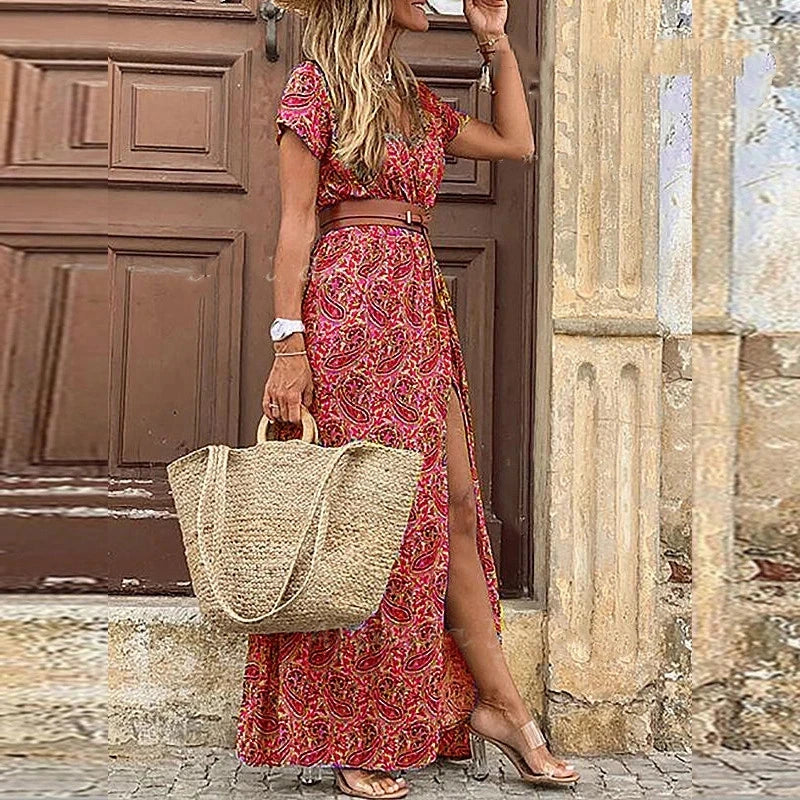 Bohemian Floral Summer Maxi Dress - SCFUDI