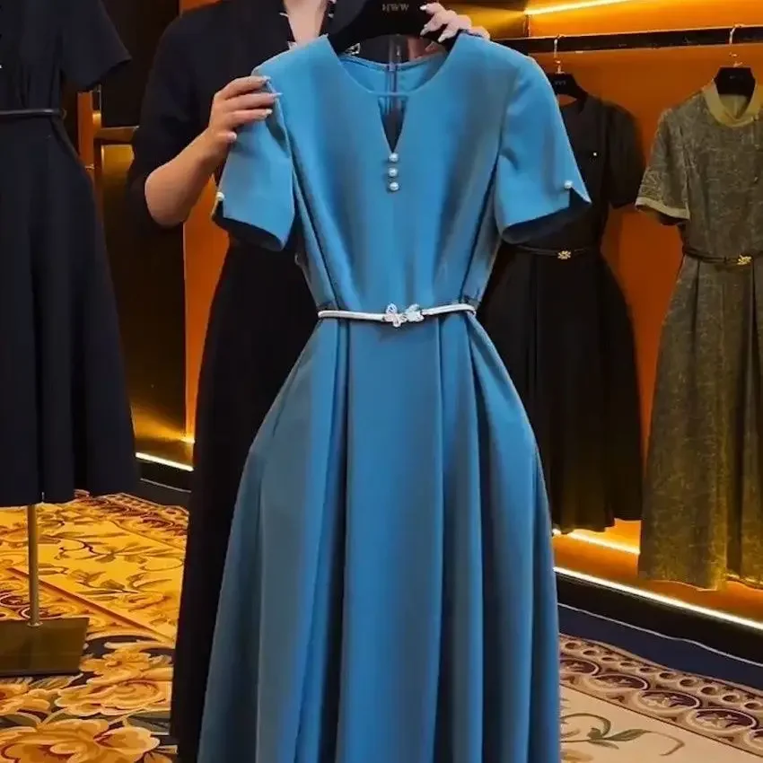 Elegant Blue Long Dress - SCFUDI