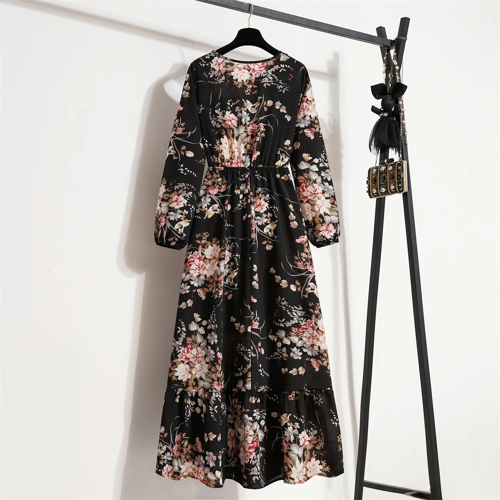 Floral Bohemian Chiffon Maxi Dress - SCFUDI