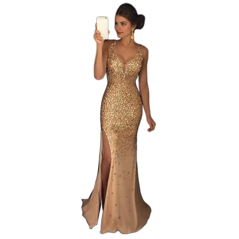 Sequin Mesh Evening Party Dress - SCFUDI