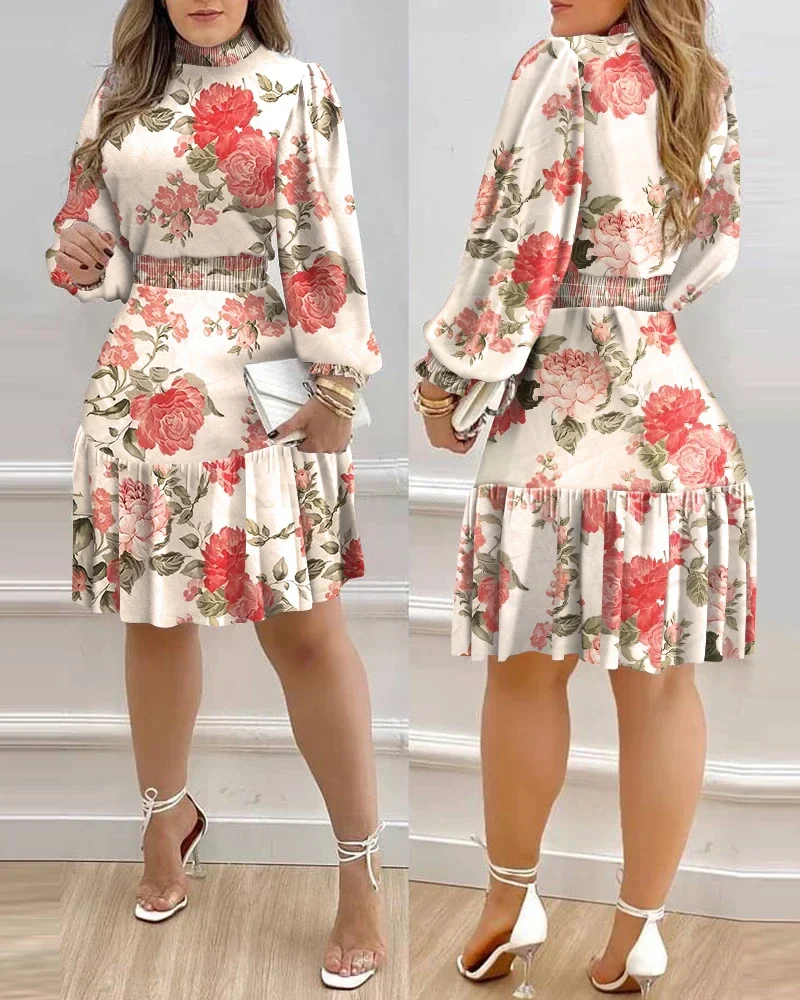 Autumn Floral Ruffle Dress - SCFUDI