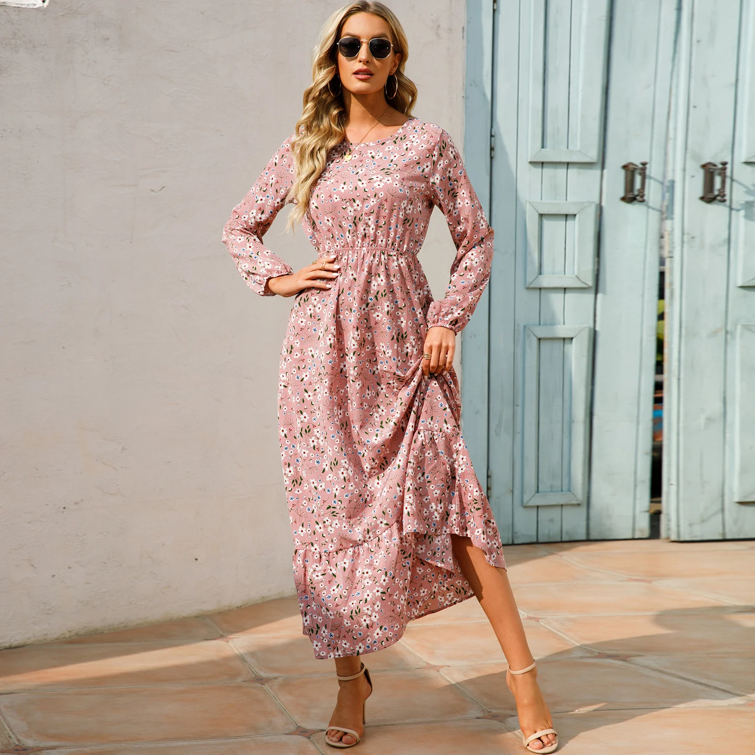 Floral Bohemian Chiffon Maxi Dress - SCFUDI