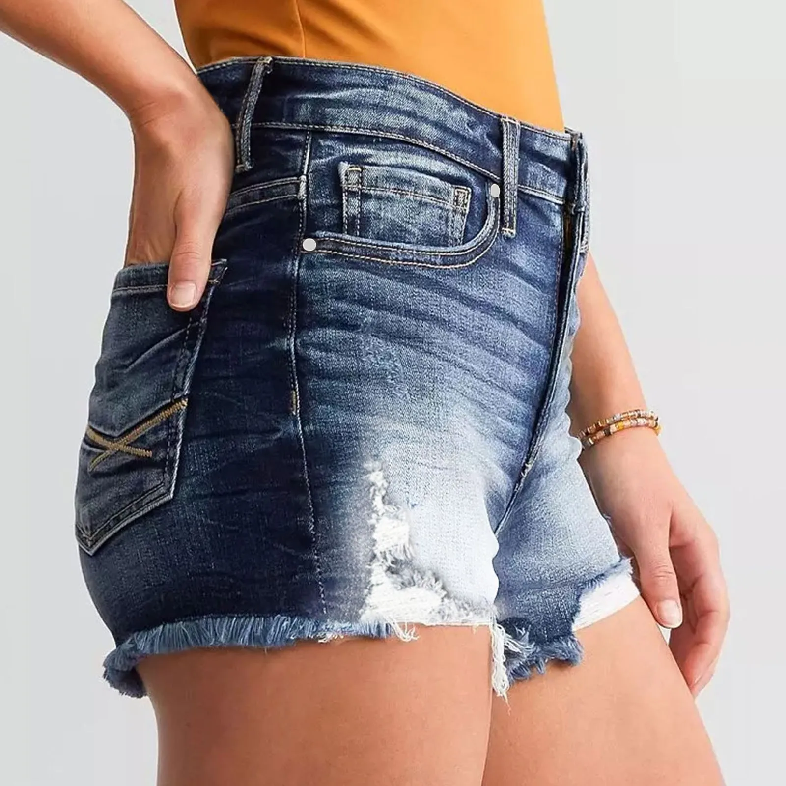 Women Summer Ripped Denim Shorts - SCFUDI