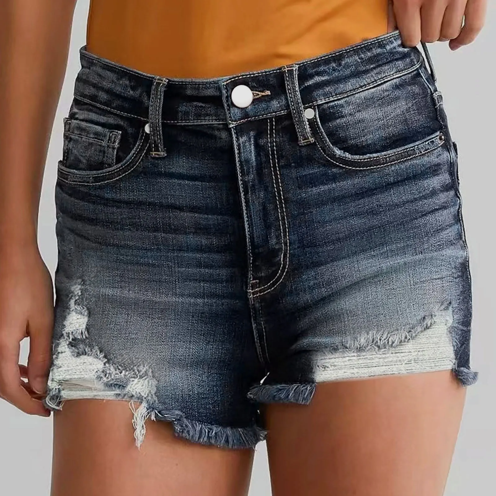 Women Summer Ripped Denim Shorts - SCFUDI