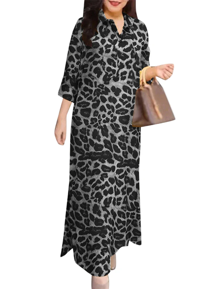 Leopard Print Long Maxi Dress - SCFUDI