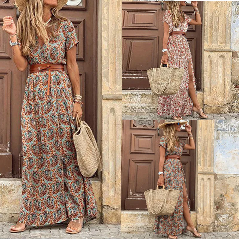 Bohemian Floral Summer Maxi Dress - SCFUDI