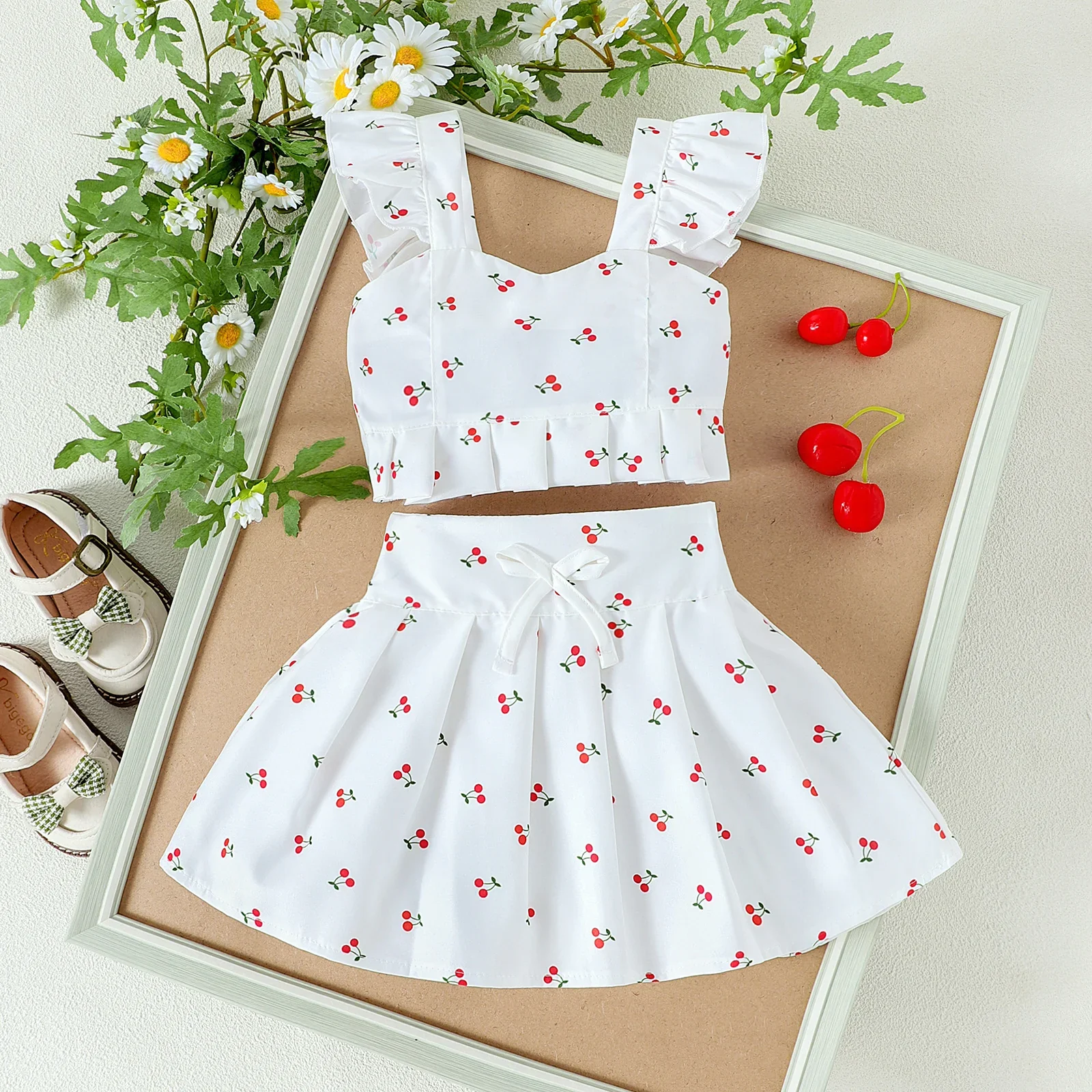 Baby Girl Cherry Heart Top & Skirt Set - SCFUDI