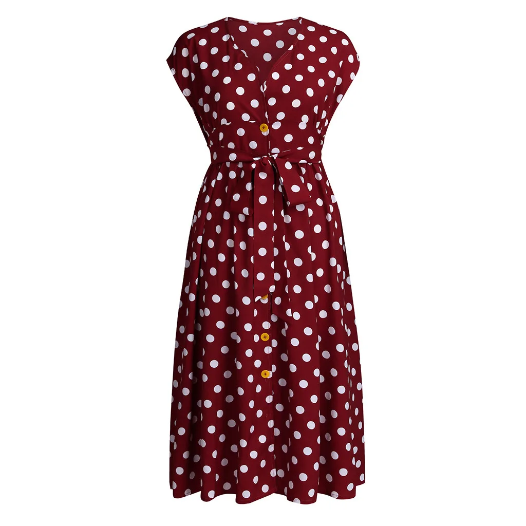 Plus Size Polka Dot Summer Dress - SCFUDI