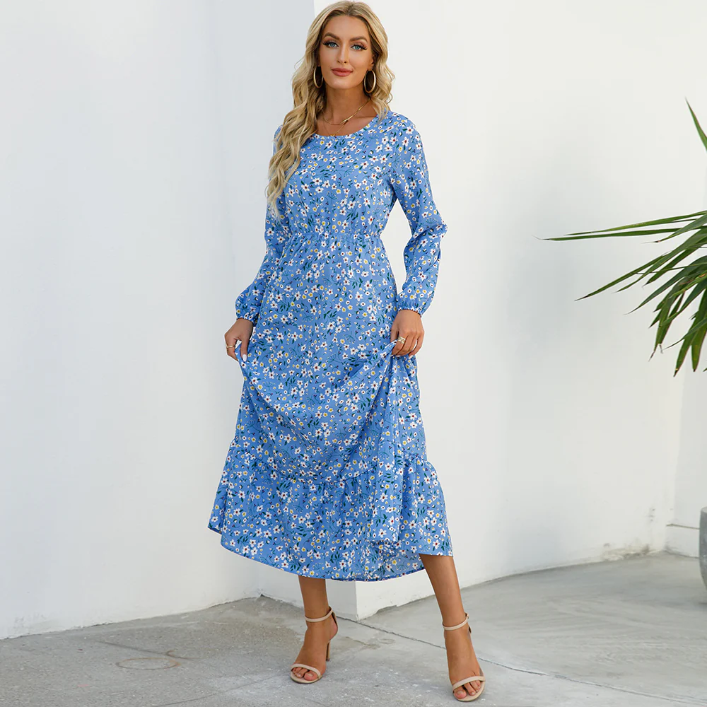 Floral Bohemian Chiffon Maxi Dress - SCFUDI
