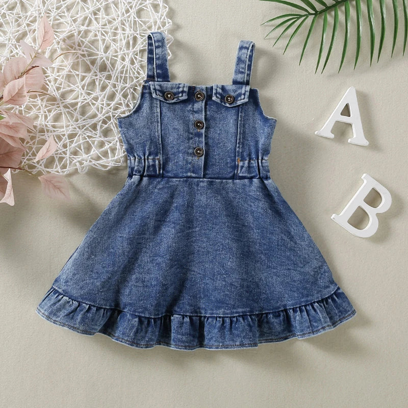 Sleeveless Denim Toddler Dress - SCFUDI