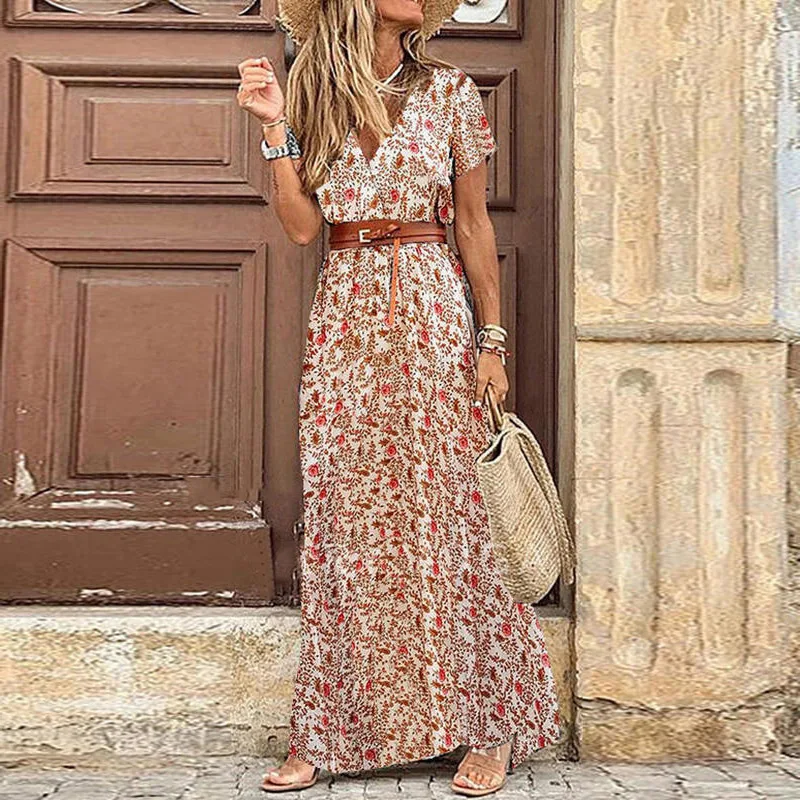 Bohemian Floral Summer Maxi Dress - SCFUDI