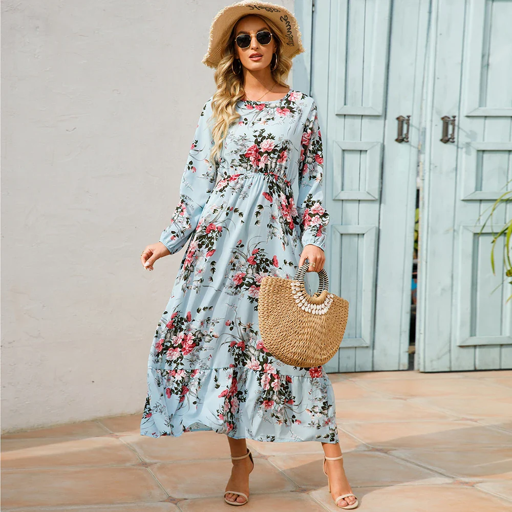 Floral Bohemian Chiffon Maxi Dress - SCFUDI