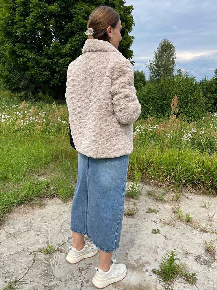 Women's Plush Faux Fur Jacket - SCFUDI