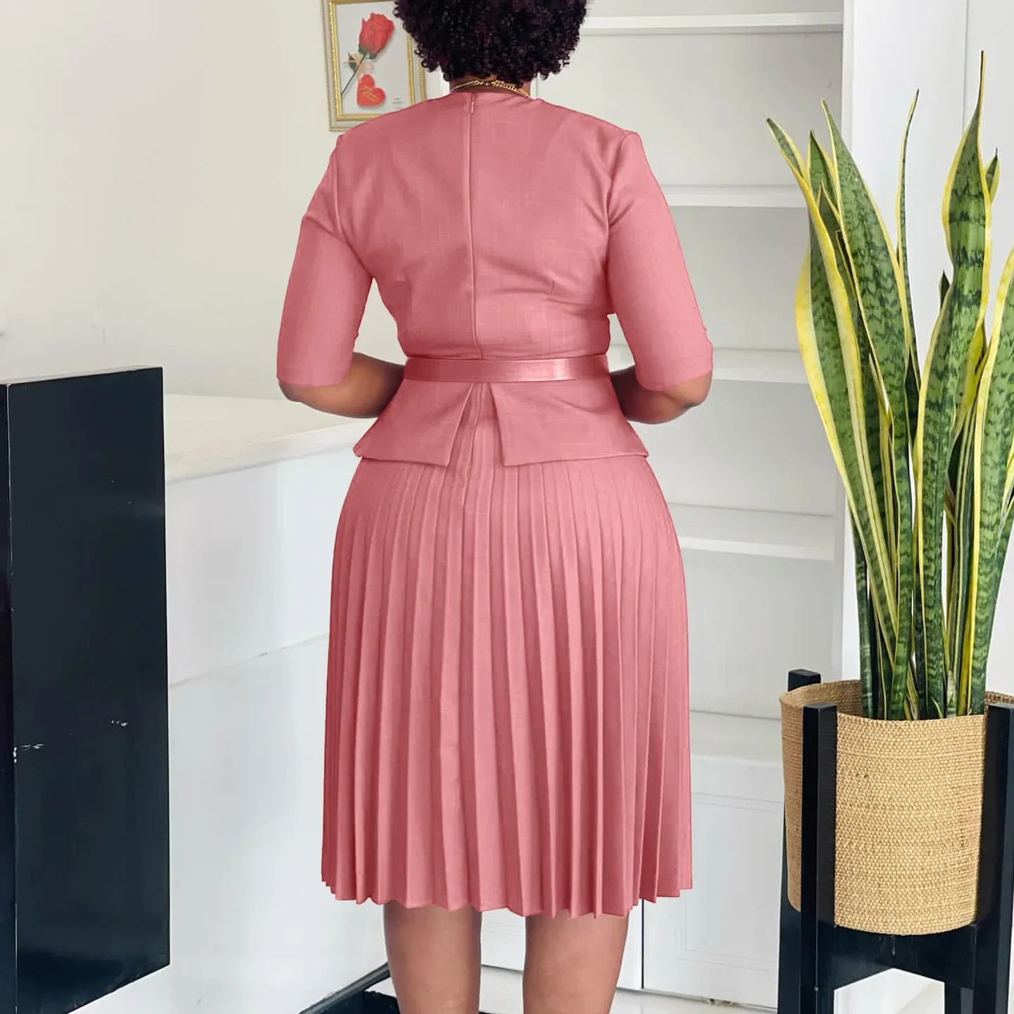Plus Size Pleated Dress - SCFUDI