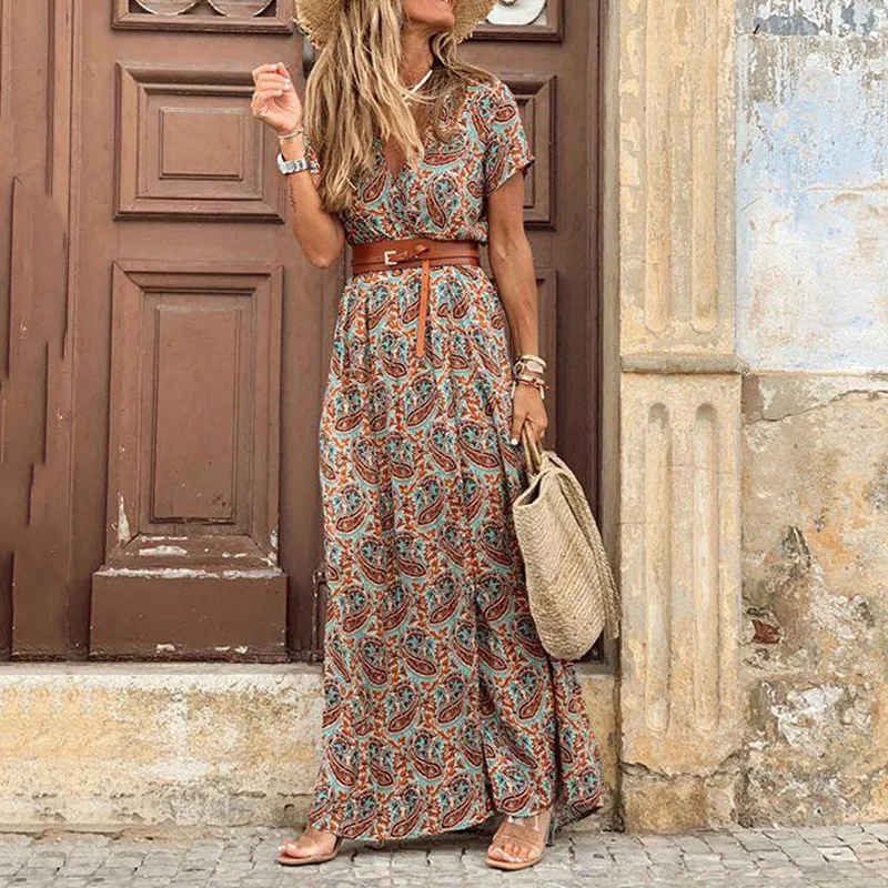 Bohemian Floral Summer Maxi Dress - SCFUDI
