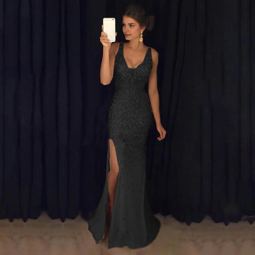 Sequin Mesh Evening Party Dress - SCFUDI