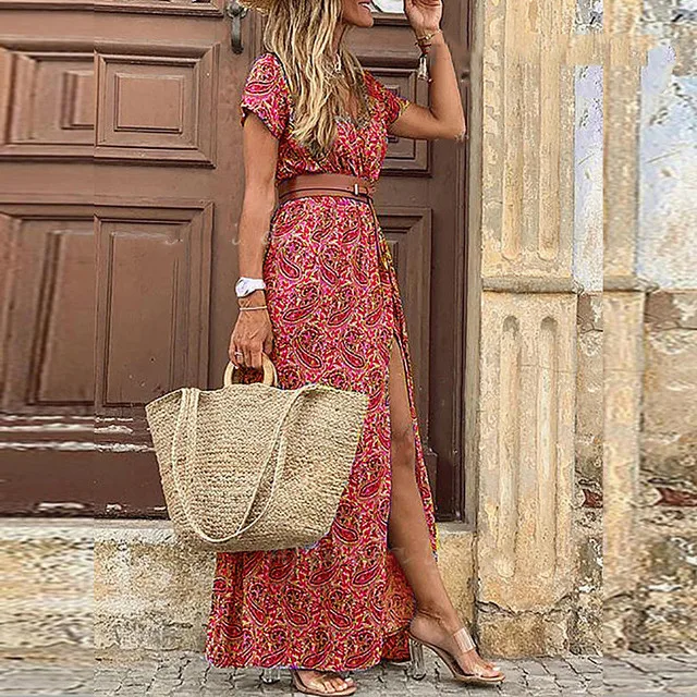 Bohemian Floral Summer Maxi Dress - SCFUDI