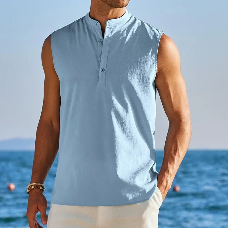 Men's Casual Henley Tank - SCFUDI