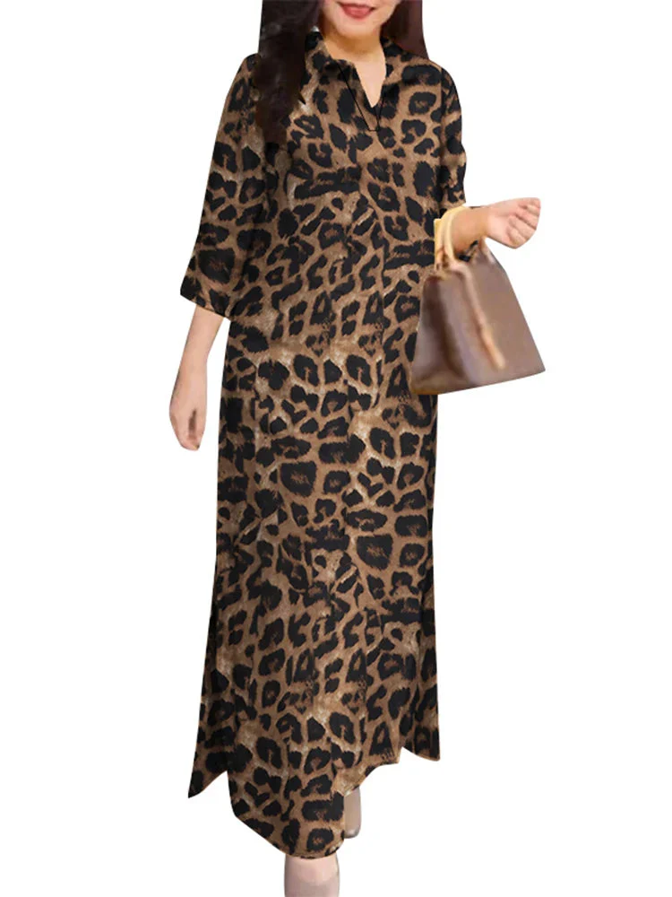 Leopard Print Long Maxi Dress - SCFUDI