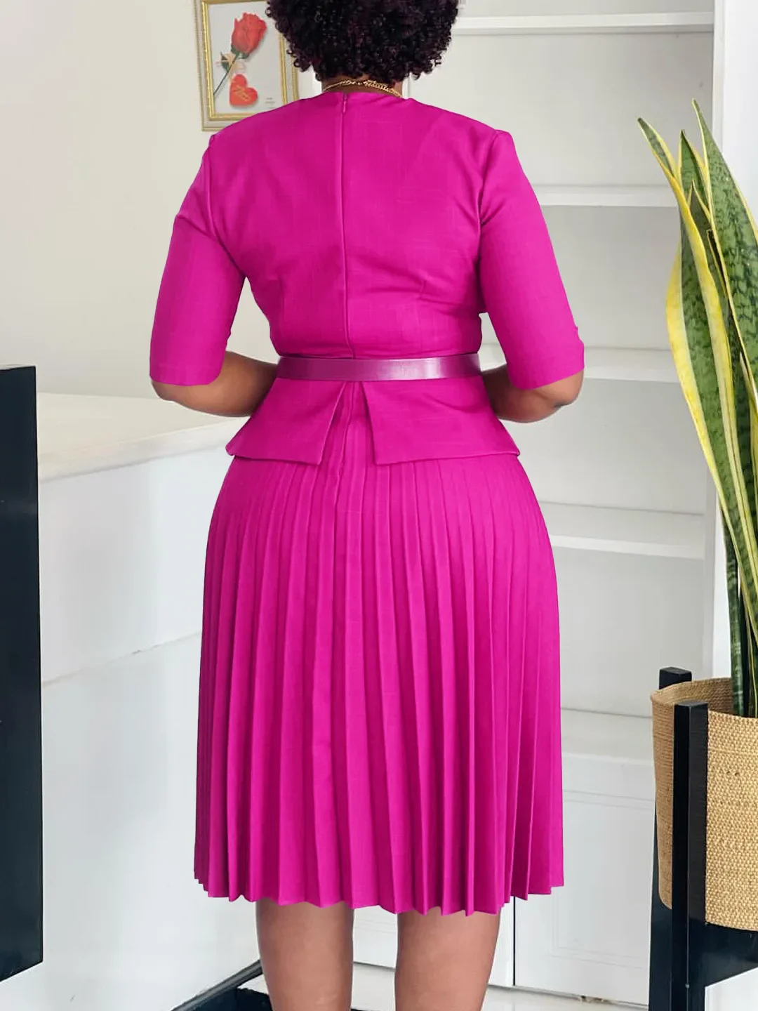Plus Size Pleated Dress - SCFUDI