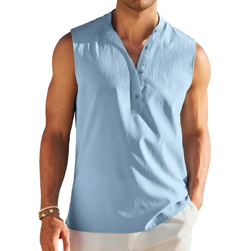 Men's Casual Henley Tank - SCFUDI