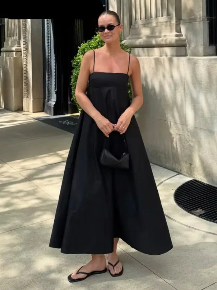 Black Backless Long Dress - SCFUDI