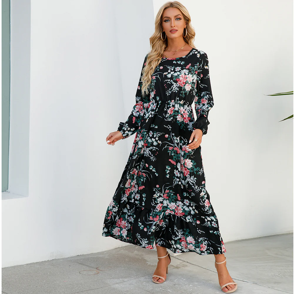 Floral Bohemian Chiffon Maxi Dress - SCFUDI