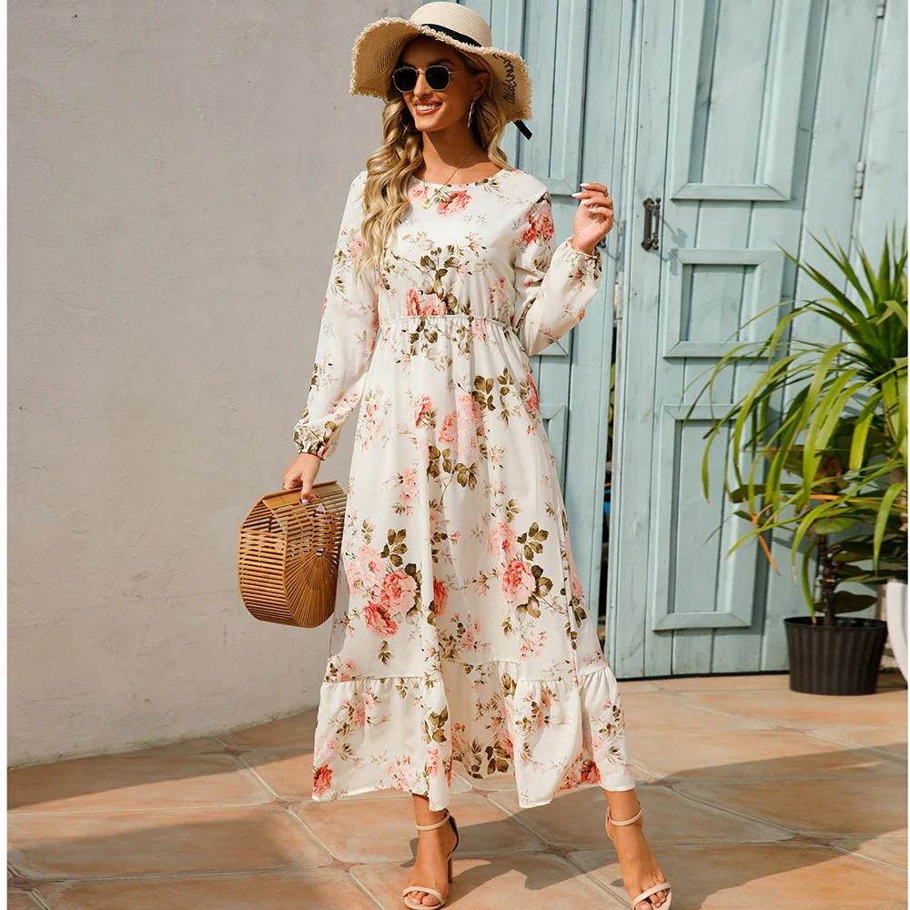Floral Bohemian Chiffon Maxi Dress - SCFUDI