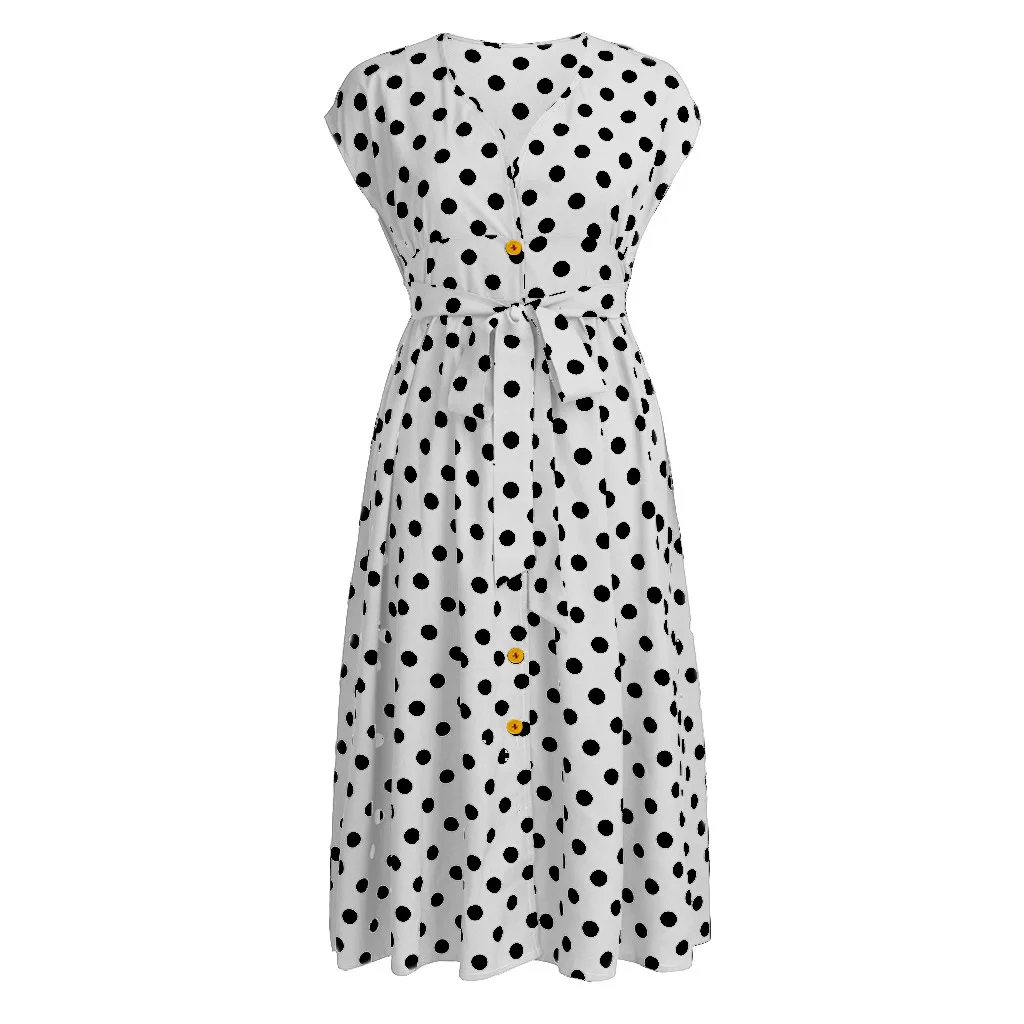Plus Size Polka Dot Summer Dress - SCFUDI