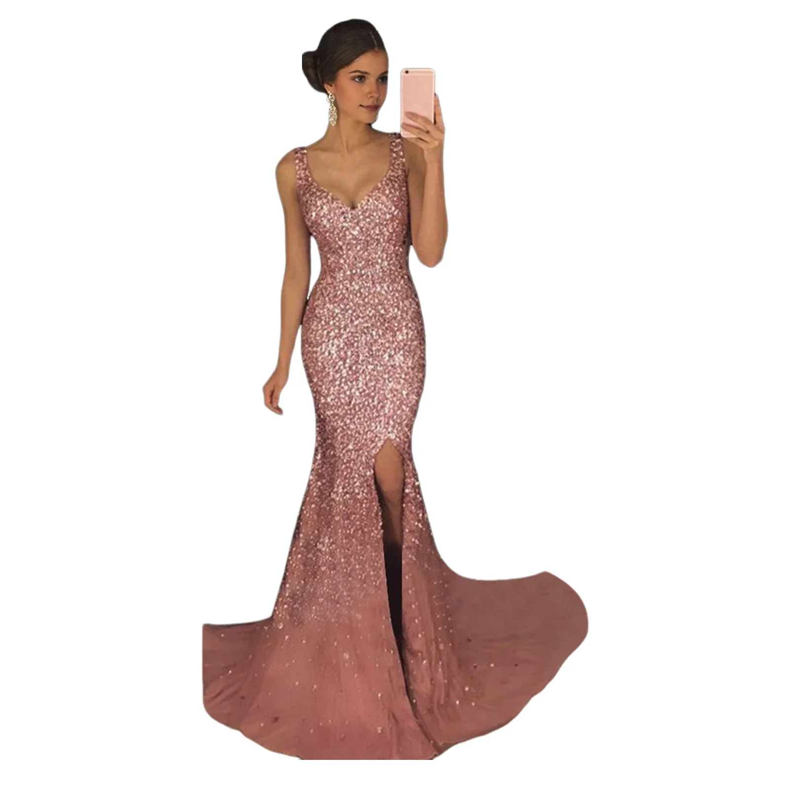 Sequin Mesh Evening Party Dress - SCFUDI