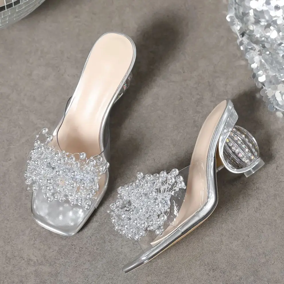Diamond Embellished Mules Sandals - SCFUDI