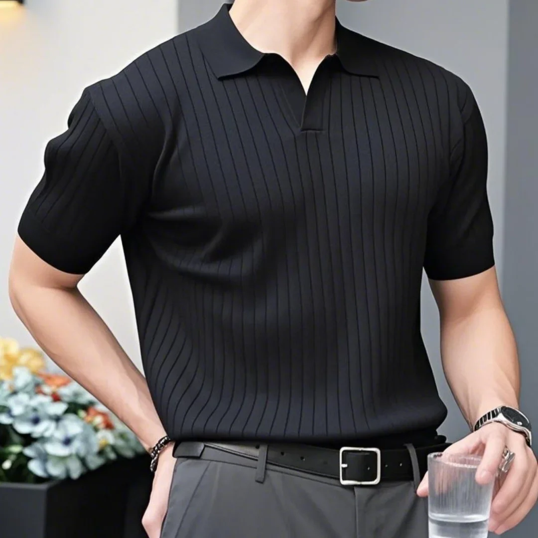 Breathable Striped Polo Shirt - SCFUDI