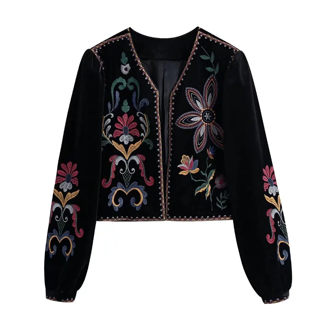 Vintage Floral Embroidery Jacket - SCFUDI
