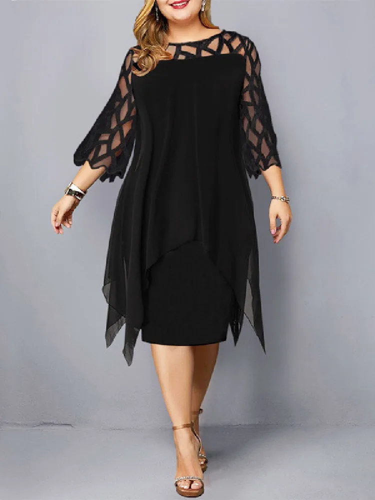 Plus Size Curvy Midi Dress - SCFUDI