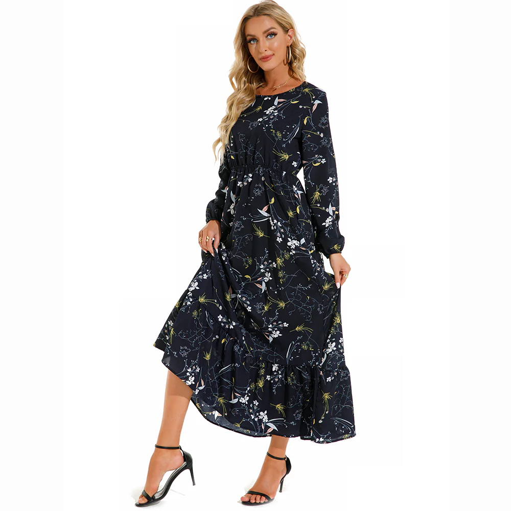 Floral Bohemian Chiffon Maxi Dress - SCFUDI