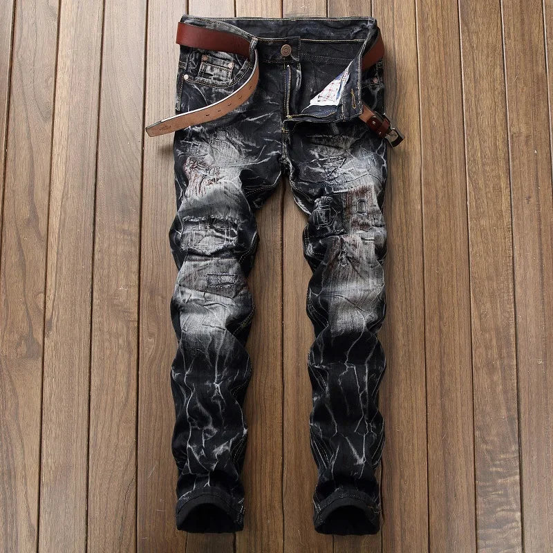 Men Patchwork Ripped Jeans - SCFUDI