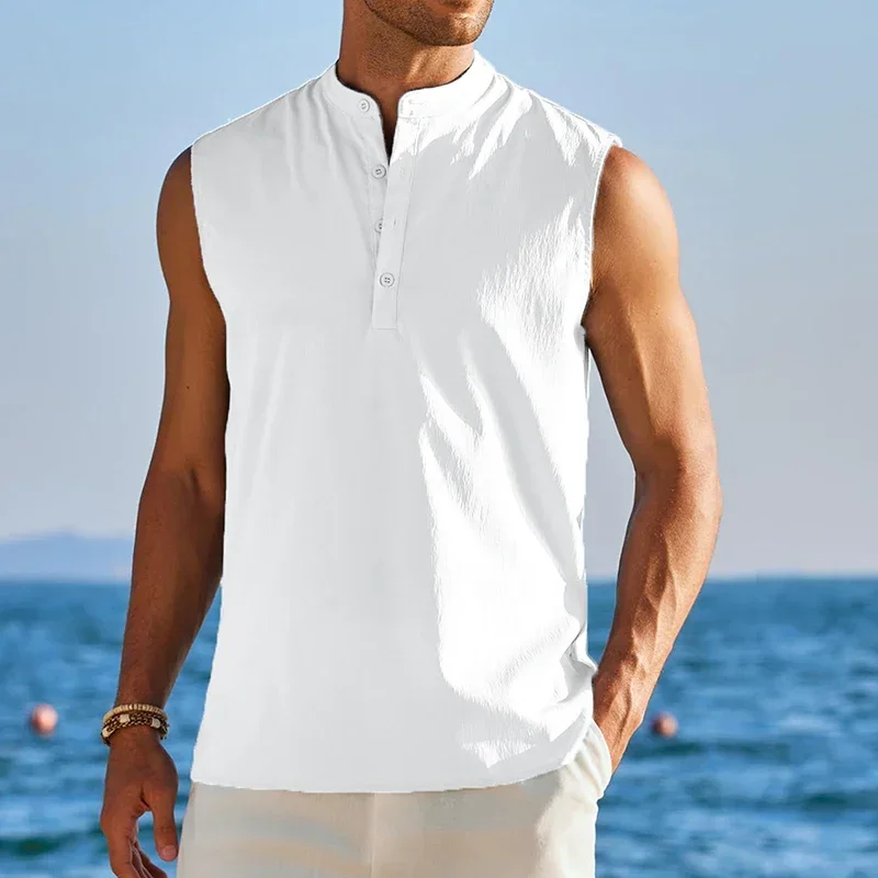 Men's Casual Henley Tank - SCFUDI