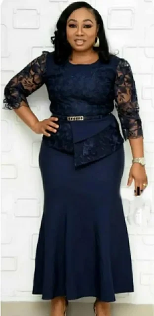 Plus Size Lace Patchwork Maxi Dress - SCFUDI