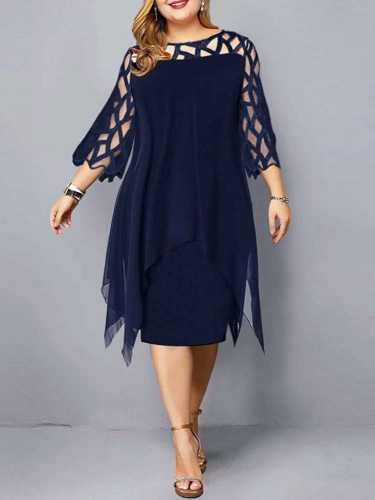Plus Size Curvy Midi Dress - SCFUDI