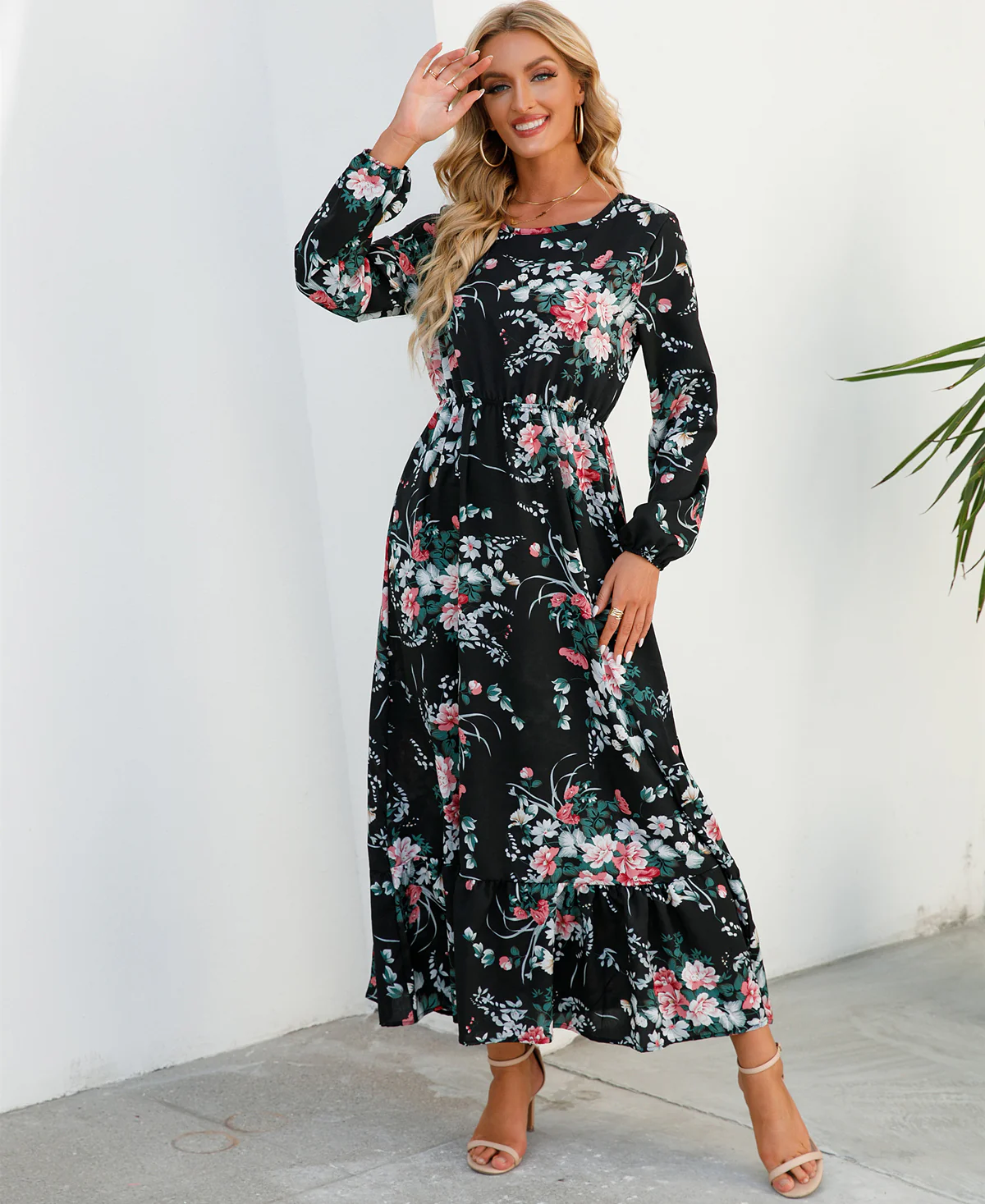 Floral Bohemian Chiffon Maxi Dress - SCFUDI