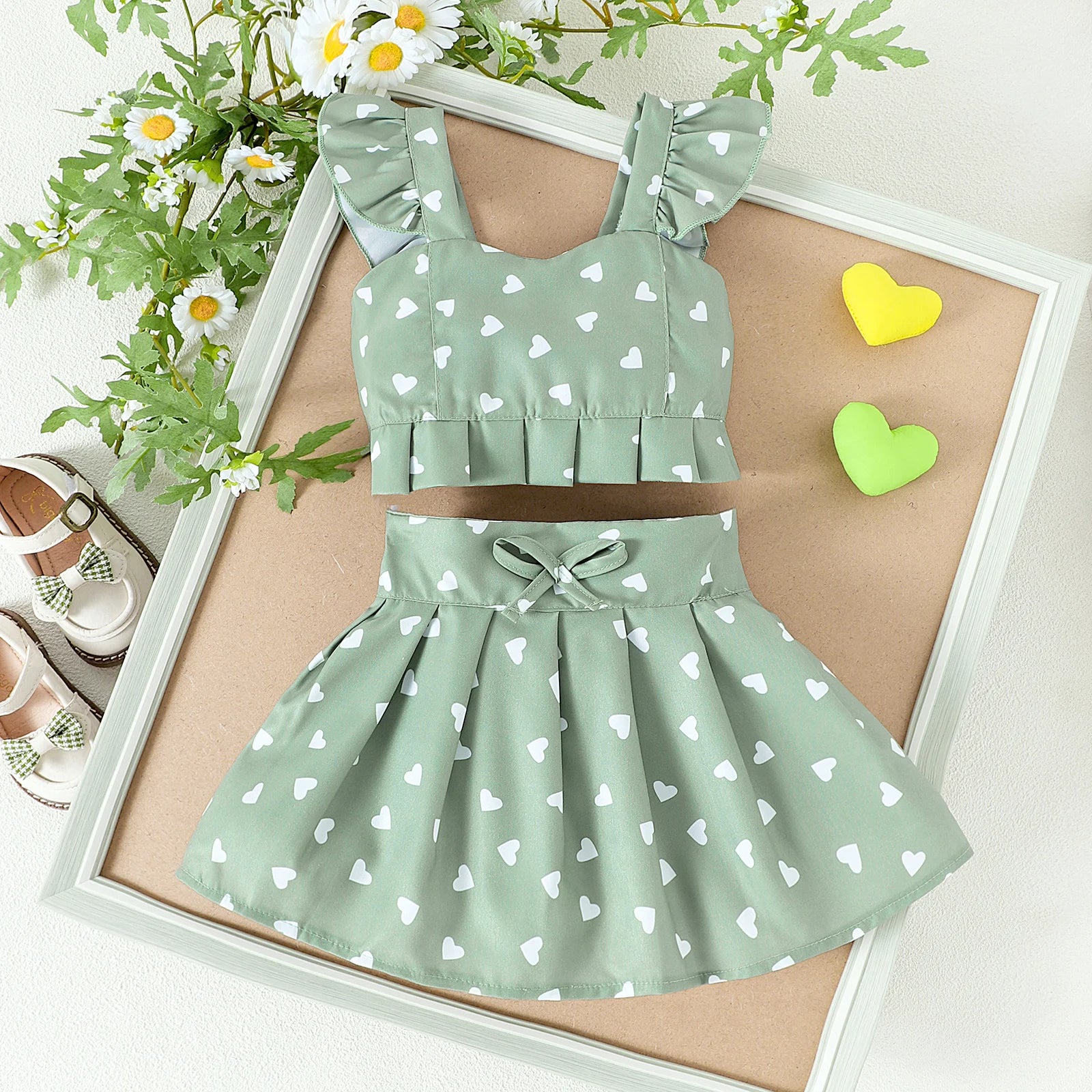 Baby Girl Cherry Heart Top & Skirt Set - SCFUDI