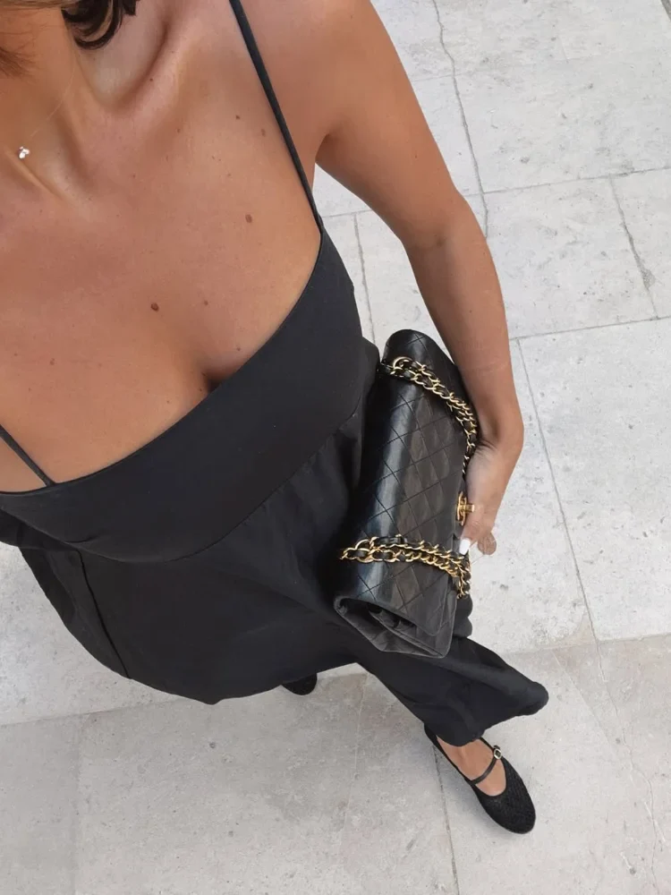 Black Backless Long Dress - SCFUDI